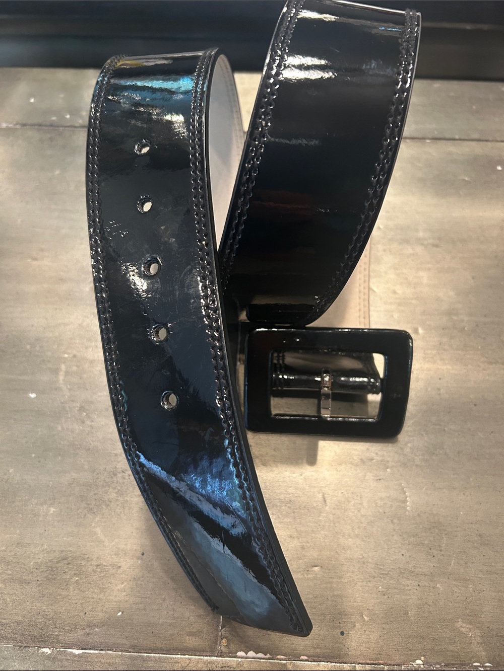 Calvin Klein Black Patent Leather Belt